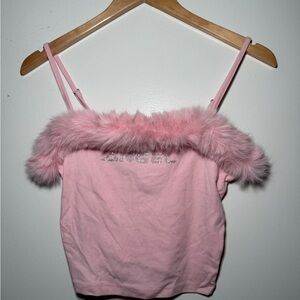 Y2K Pink Furry Angel Tank Top